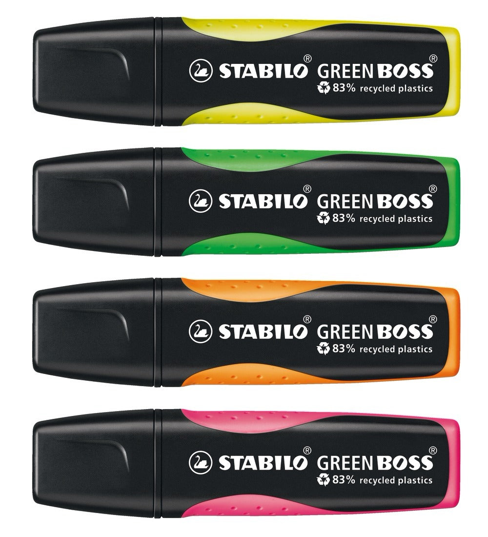 STABILO GREEN BOSS marker 4 pc(s) Chisel tip Green, Orange, Pink, Yellow