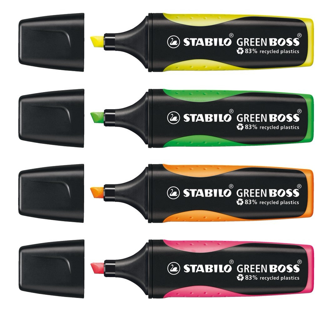 STABILO GREEN BOSS marker 4 pc(s) Chisel tip Green, Orange, Pink, Yellow