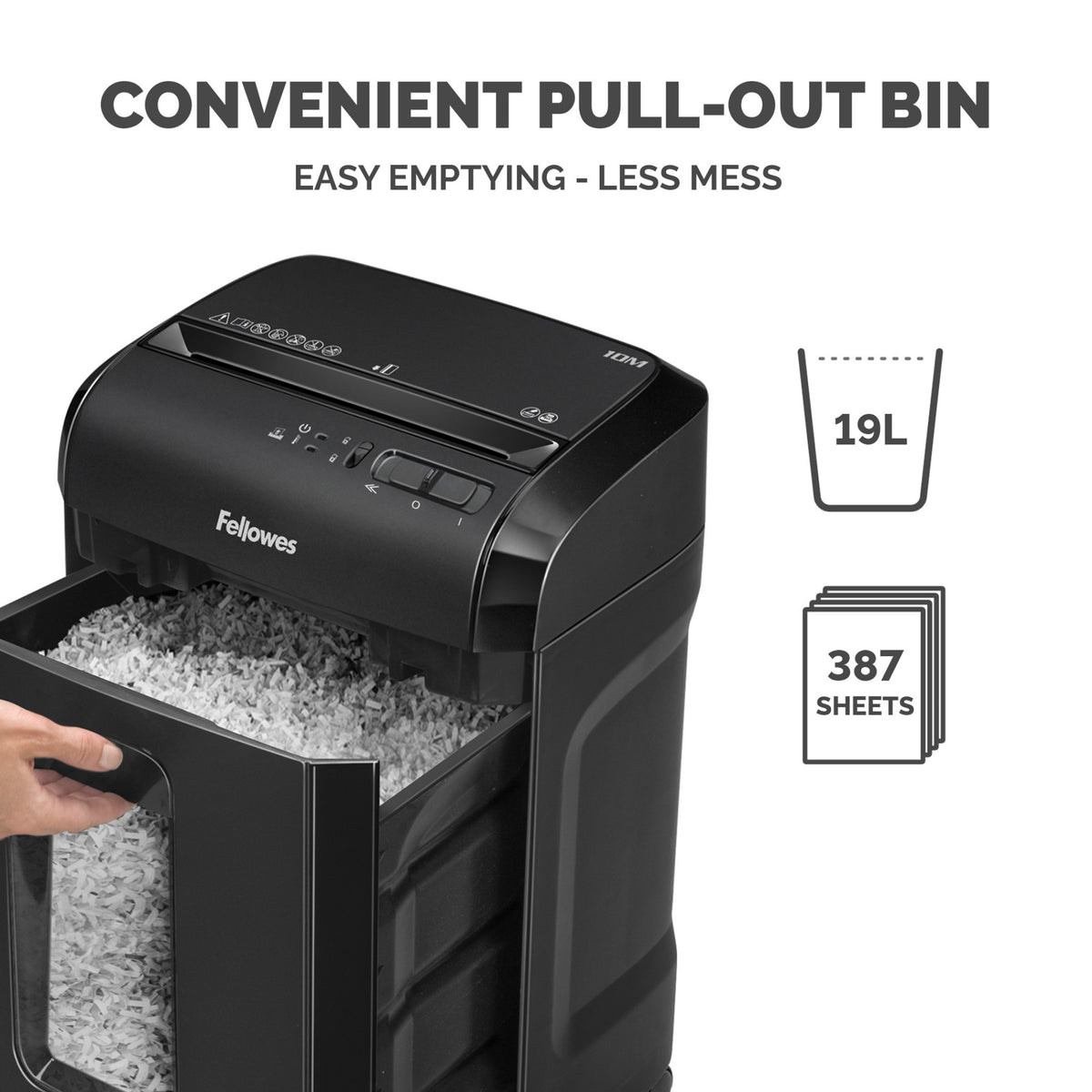 Fellowes Powershred 10M paper shredder Micro-cut shredding Black