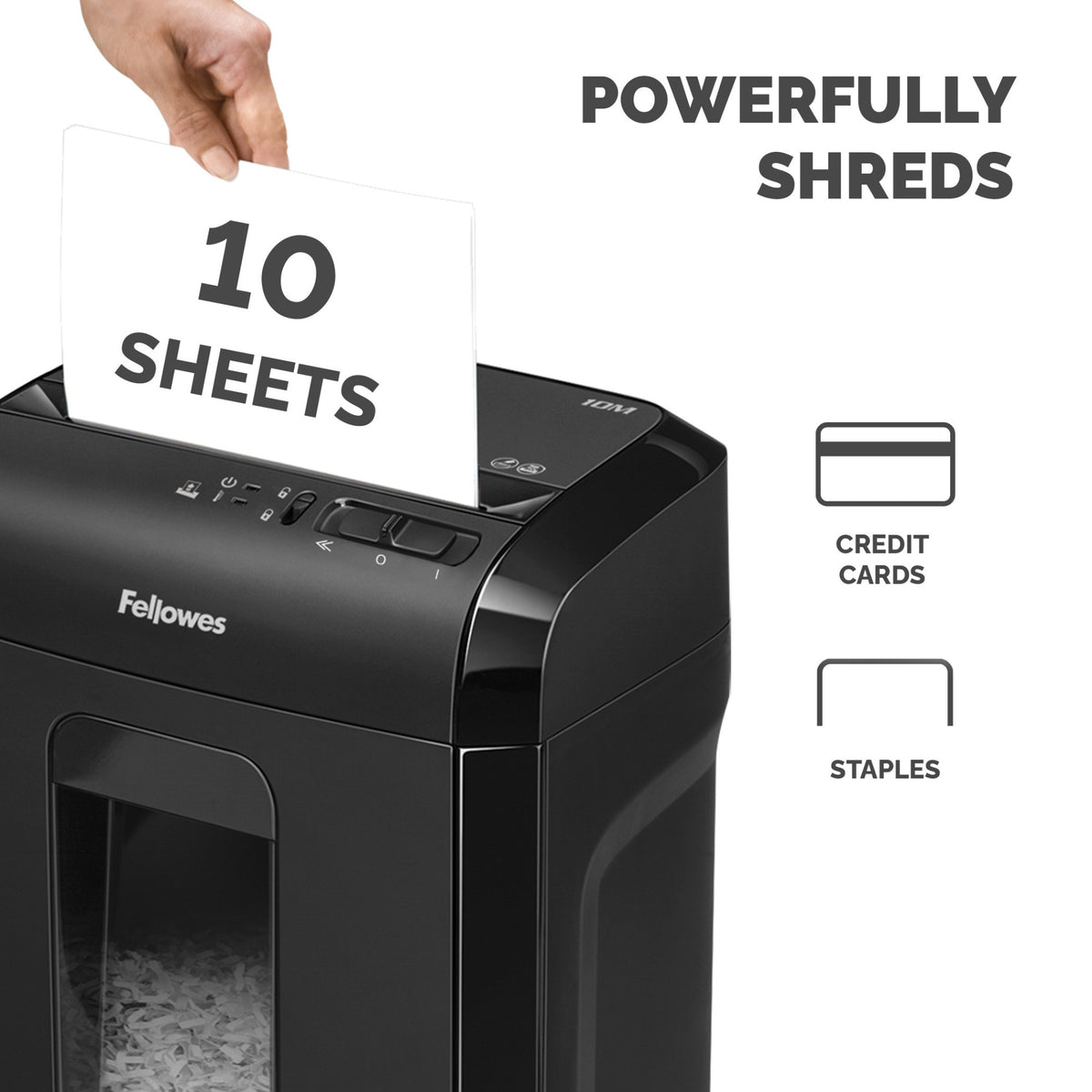 Fellowes Powershred 10M paper shredder Micro-cut shredding Black